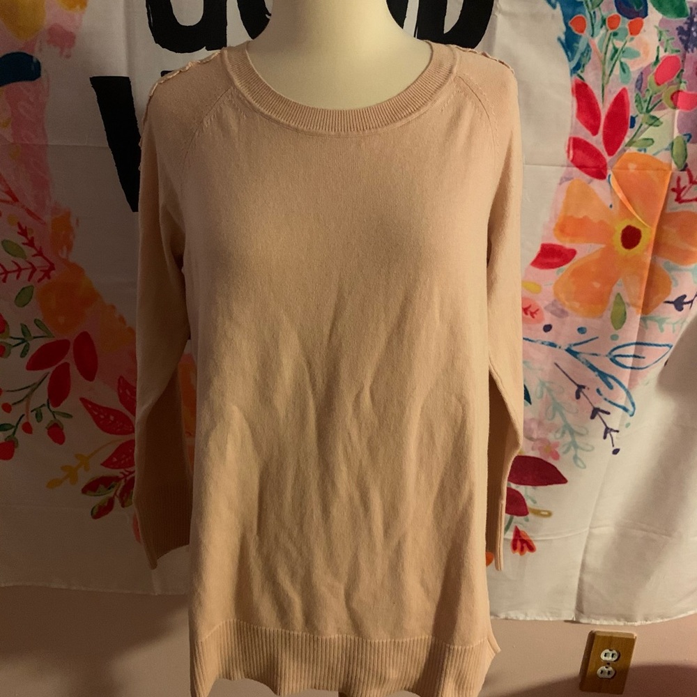LC Lauren Conrad pink sweater w/ lace on sleeve